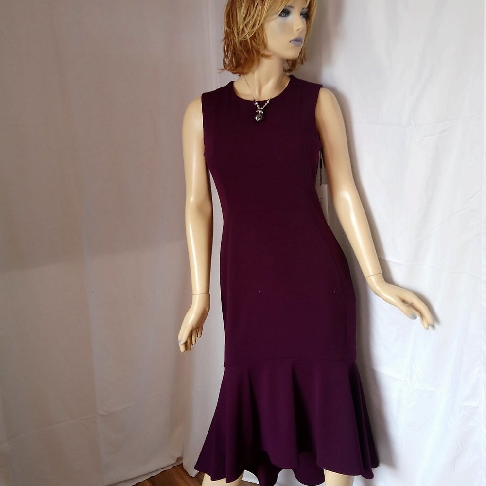 Nwt $139 CALVIN KLEIN Aubergine Sleeveless Dress 8